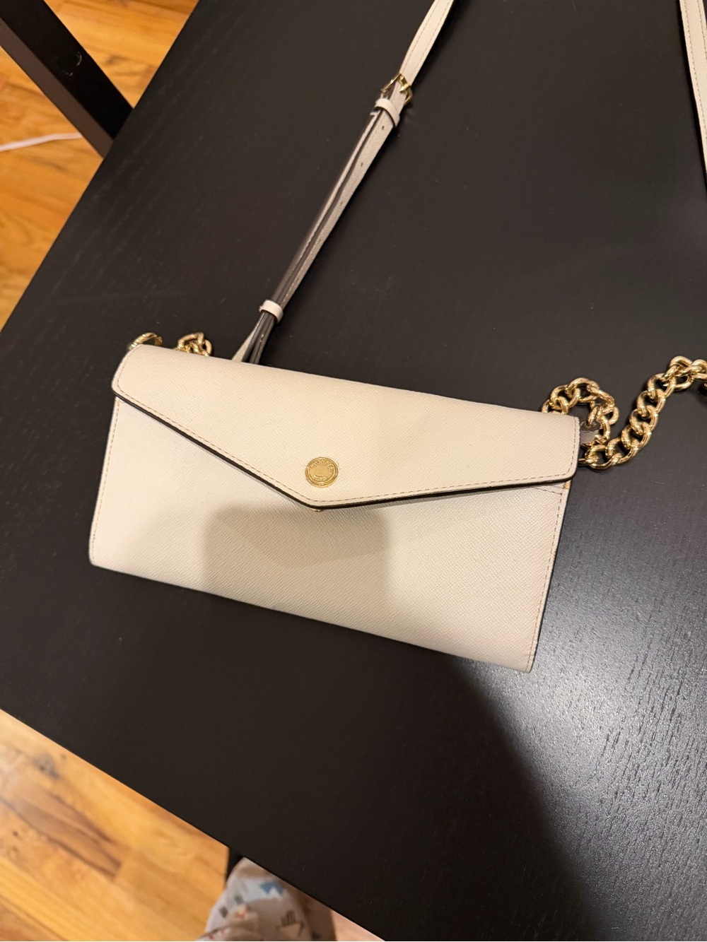 MICHAEL Michael Kors Cream Crossbody Wallet with Gold Chain